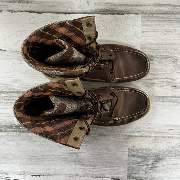 Sperry Women’s Brown Leather Hikerfish Ankle Boots Lace Up Size 8.5 - Picture 3 of 9